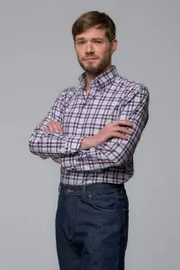 Koszula button down bawełniana w fioletową kratę - Zack Roman