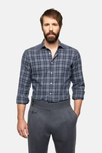 Koszula w kratkę Gingham szara bawełniana - Zack Roman