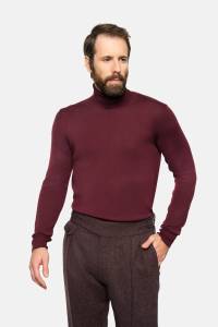 Bordowy golf z wełny merino