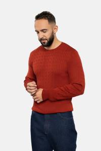 Sweter warkoczowy wełniany rudy - Zack Roman