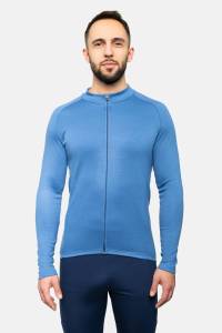 Koszulka kolarska Extra Warm merino błękitna 283g - Zack Roman