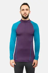 Longsleeve sportowy z wełny merino, fioletowo-turkusowy, 195