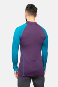 Longsleeve sportowy merino fioletowo-turkusowy 195g - Zack Roman
