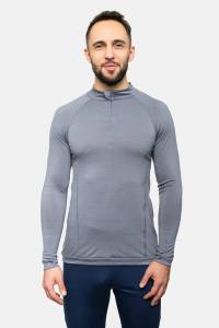 Longsleeve sportowy merino popielaty 195g - Zack Roman