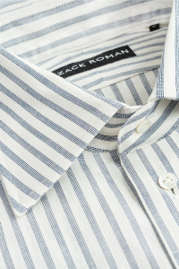 Koszula biała w niebieskie paski multi stripe bawełniana - Zack Roman