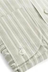 Koszula Silk Touch zielona w paski bawełniano-lniana z jedwabiem - Zack Roman