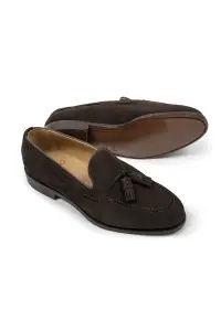 Brązowe tassel loafers zamszowe Berwick - Zack Roman