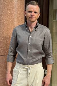 Koszula Havana button down lniana brązowa - Zack Roman
