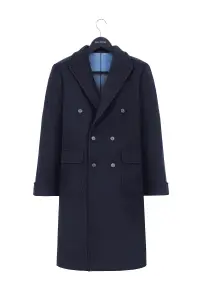 Płaszcz Ulster granatowy navy blue wełniany 800g Piacenza - Zack Roman