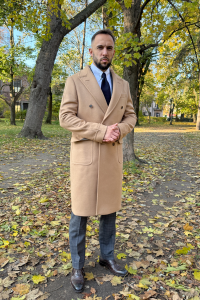 Płaszcz Polo beżowy wełniany angorowy 740g - Zack Roman