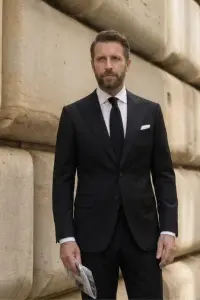 Garnitur czarny Gatsby, wełna czesankowa