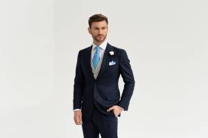 Granatowy Garnitur Ślubny Gatsby