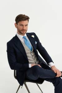 Kamizelka szara w jodełkę wełniana - Zack Roman