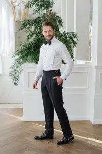 Smoking czarny jednorzędowy wełniany - Zack Roman