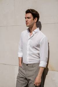 Koszula button down biała lniana - Zack Roman