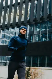Longsleeve sportowy merino granatowy 195g - Zack Roman