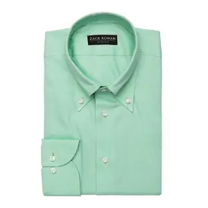 Zielona koszula OCBD, preppy, bawełna organiczna