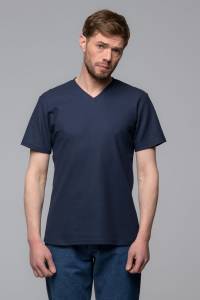 T-shirt V-neck Giro granatowy - Zack Roman