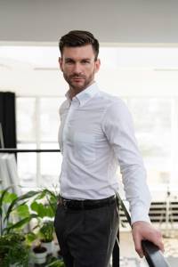 Koszula OCBD biała preppy organiczna bawełna - Zack Roman